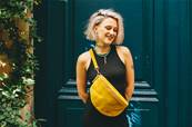 Sac banane cuir nubuck jaune
