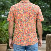 Chemise homme manche courte fleurs orange