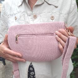 Sac banane simple velour cotelé rose