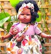 Poupe africaine Sohel, l'lgante aux cheveux de soie 45cm