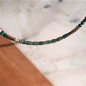 Collier "Éden Minéral" -Perles de Jade et de Malachite,