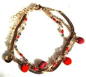 Bracelet "Rouge Passion" 3 Rangs- Émail Rouge