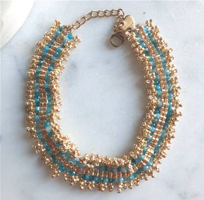 Bracelet perles multi-rangs bleu