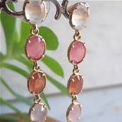 Boucles d’oreilles 5 Tourmalines Ovales – Cascade de Couleurs Bohème Chic