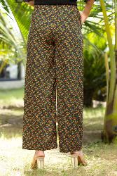 Pantalon ITO fleurs rouges ceinture ajustée pour femme