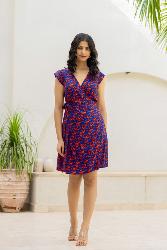 Robe cache coeur femme bleu Roses et Oiseaux