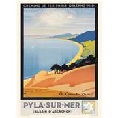 Affiche Arcachon Pyla-Sur-Mer la Grande Dune vintage 50x70cm Fricker