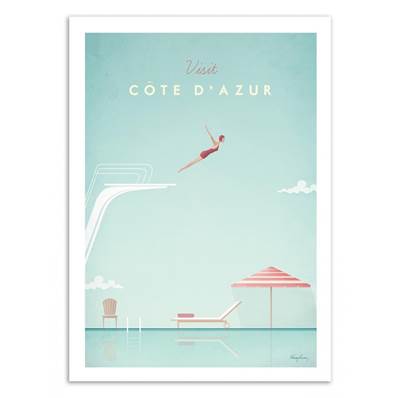 Affiche visit Côte d'Azur France 50x70cm Henry Rivers