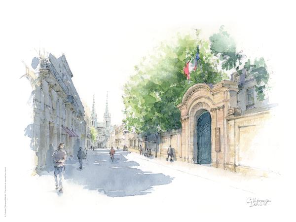 Affiche rue Vital Carles Bordeaux 30x40cm Aquarelle23