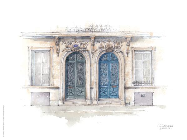 Affiche porte rue Aristide Briand Bordeaux 30x40cm Aquarelle25