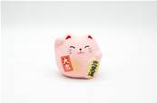 Chat japonais rose petit Porte-bonheur déco 6cm