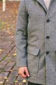 Manteau épais long hiver urbain à capuche gris