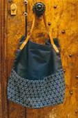 Sac  main japonais indigo 2 pochettes motif Asanoha