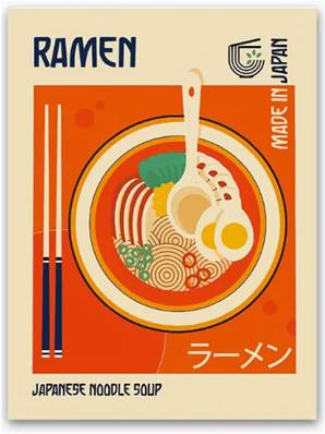 Affiche Ramen japonse noodle soup 30cm x 40 cm