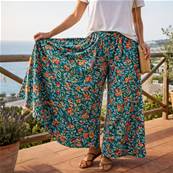 Pantalon large taille unique multicolore tropical