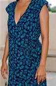 Robe longue AKEMI motif bleu et verts graphiques