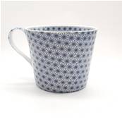 Tasse japonaise motif Asanoha bleu avec anse