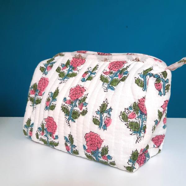 Trousse de toilette indienne blanche15x15x7 cm