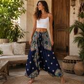 Sarouel mandala bleu rose orange