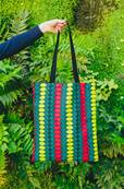 Sac Tote BAG en tissus africain WAX, vert jaune rouge