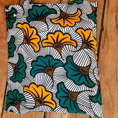 Tote bag wax fleurs vertes et jaune safran