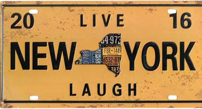 Plaque métal 15x30 vintage NEW YORK 2016