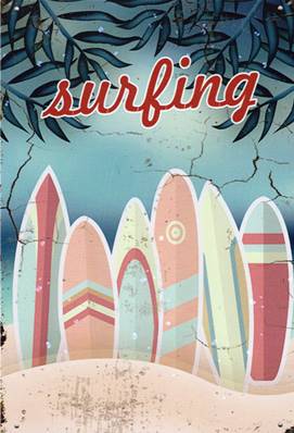 Plaque métal 20x30 vintage Surfing