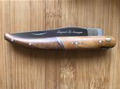 Couteau long pliable acier en bois palissandre "Rustique" 22 cm