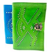 Carnet en cuir vert 1 crochet 13X19 cm