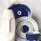 Vase visage stylisé blanc 24 cm