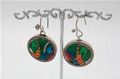 Boucles d'oreilles ethniques du Tibet rondes vertes