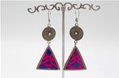 Boucles d'oreilles ethniques du Tibet triangle bleu