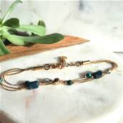 Bracelet Multi-Rangs "Oeil de Paon" Malachite Fils Rigidess