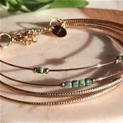 Bracelet Semainier Multi-Rangs avec Perles de Turquoise d'Afrique,