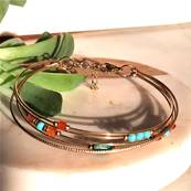Bracelet Semainier Multi-Rangs turquoise cornaline