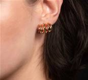 Boucles d'oreilles dorées rouge 8 rangs émaillage à froid
