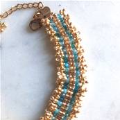 Bracelet perles multi-rangs bleu