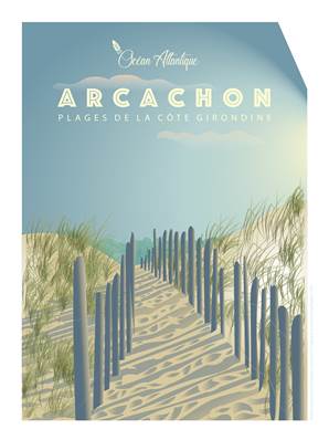 Affiche Arcachon chemin plage 50x70cm Plume23