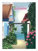 Affiche Cap Ferret le Canon cabanes 50x70cm Plume02