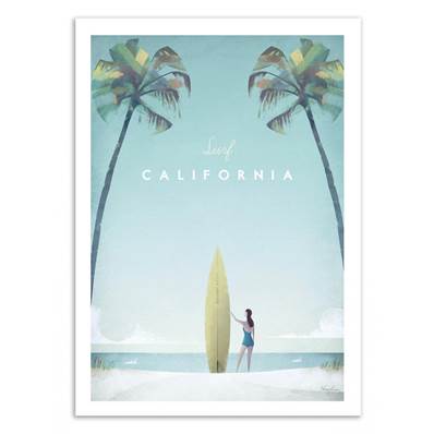 Affiche Surf Californie USA 30x40cm Henry Rivers
