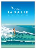 Affiche la Salie surfeuse bleue 50x70cm Plume29