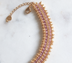 Bracelet perles multi-rangs rose