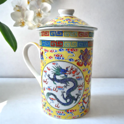 Tisani�re chinoise antique jaune dragon 