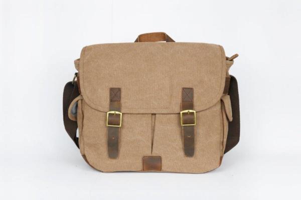 Sac besace bandoulière à poche cuir et coton Crazy Lou
