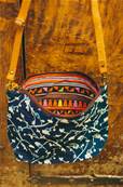 Sac à main japonais petit tissus indigo Hana