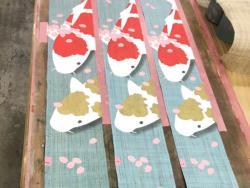 Décoration japonaise artisanale Deux Carpes Koi Nishiki 10×170 cm