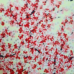 Carnet en papier japonais  Branches de cerisiers en fleur