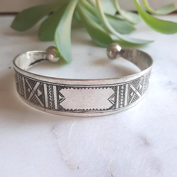 Bracelet Touareg Argent Artisanale – Jonc Ethnique Gravé
