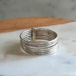 Bague Touareg Semainier Argent – 7 Anneaux Artisanaux Taille 64
