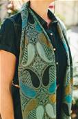 Echarpe foulard femme motif indien bleu canard